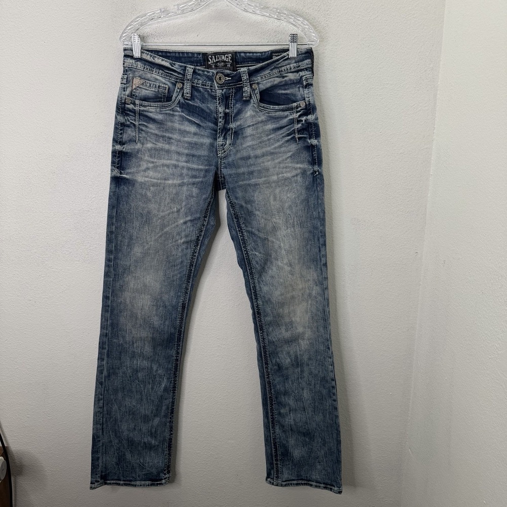 BKE Buckle Salvage Mayhem Straight Jeans Mens 30R 30x32.5 Blue Denim Regular Fit